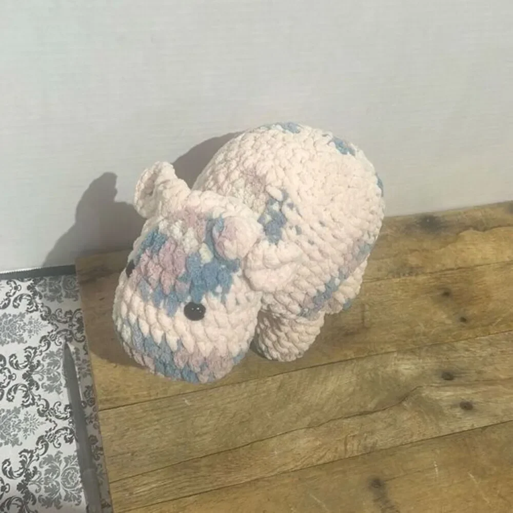 Handmade crochet cow plushie stitched soft animal plush‎ baby pink blue